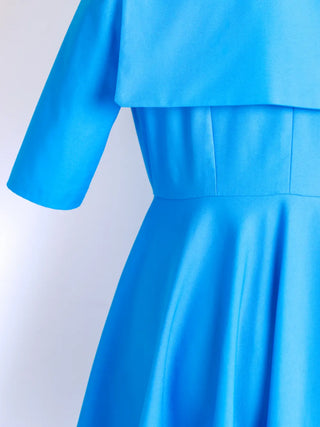 Close-up of the Sailor Moon Dress back view, highlighting the wide structured sailor flap, smooth seams, and full circle skirt. Handmade by Cori Tailor.